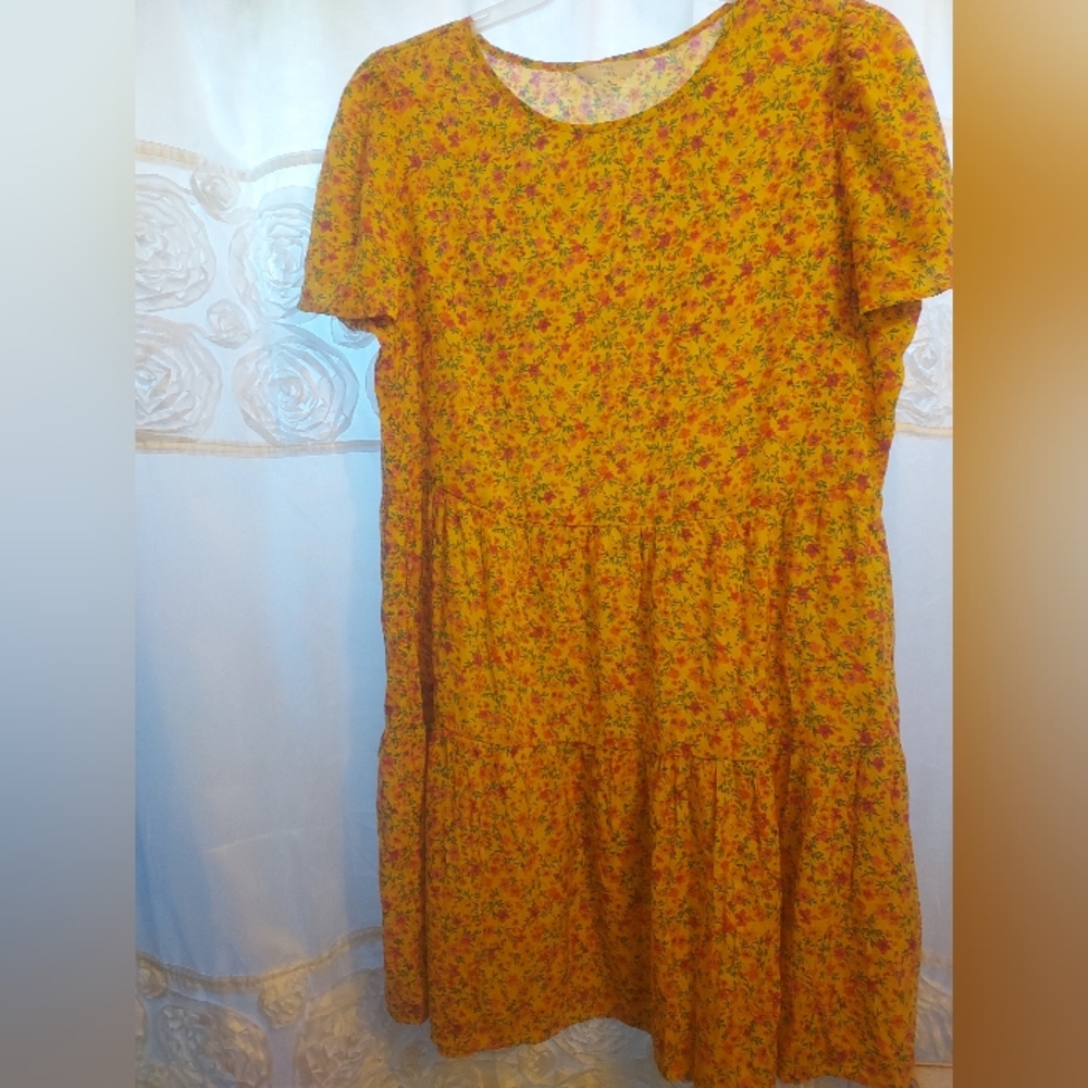 WOMENS SS BOHO FLORAL TIERD DRESS